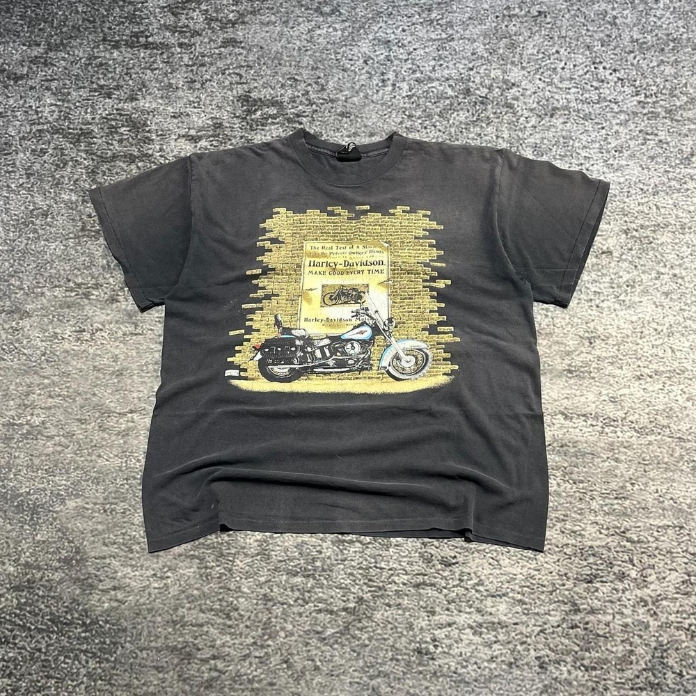 Vintage 90s Harley Davidson T Shirt Mens XL Black Faded Biker Motorcycle